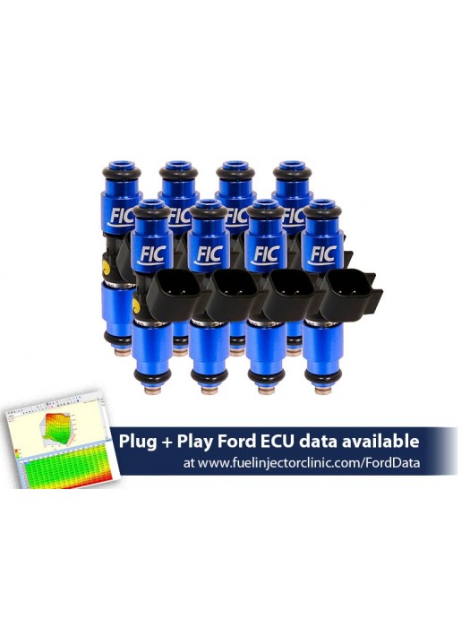 1440cc (140 lbs/hr at 43.5 PSI fuel pressure) FIC Fuel Injector Clinic Injector Set for Mustang GT (2005+)/GT350 (2015-2016)/ Boss 302 (2012-2013)/Cobra (1999-2004)  (High-Z)