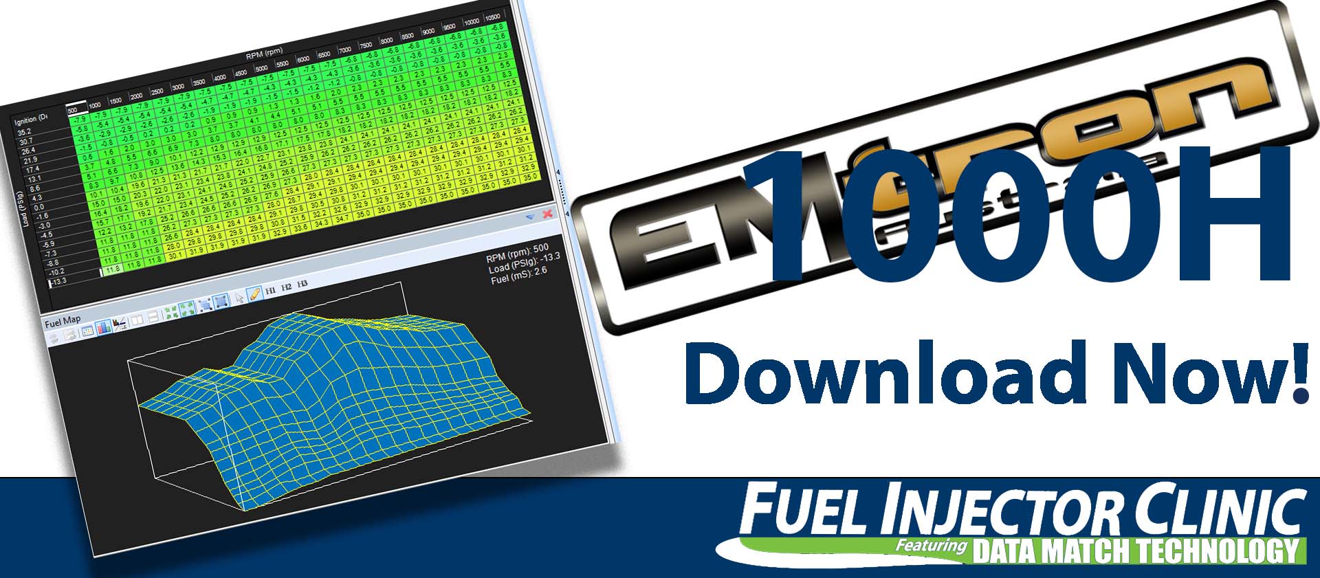 Emtron Data for our 1000cc/min Injector