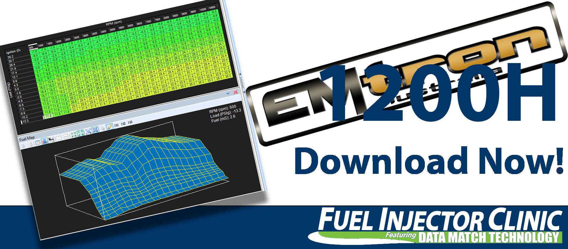 Emtron Data for our 1200cc/min Injector