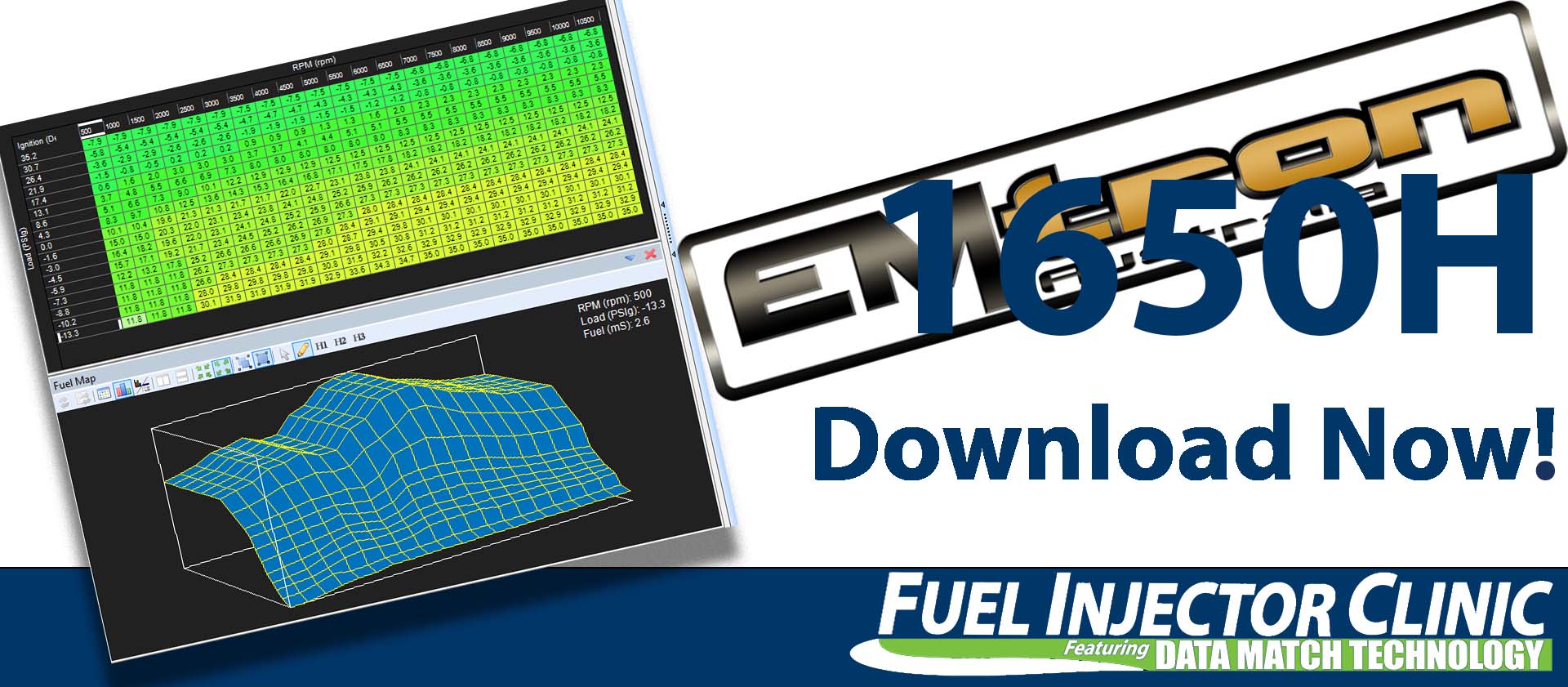 Emtron Data for our 1650cc/min Injector