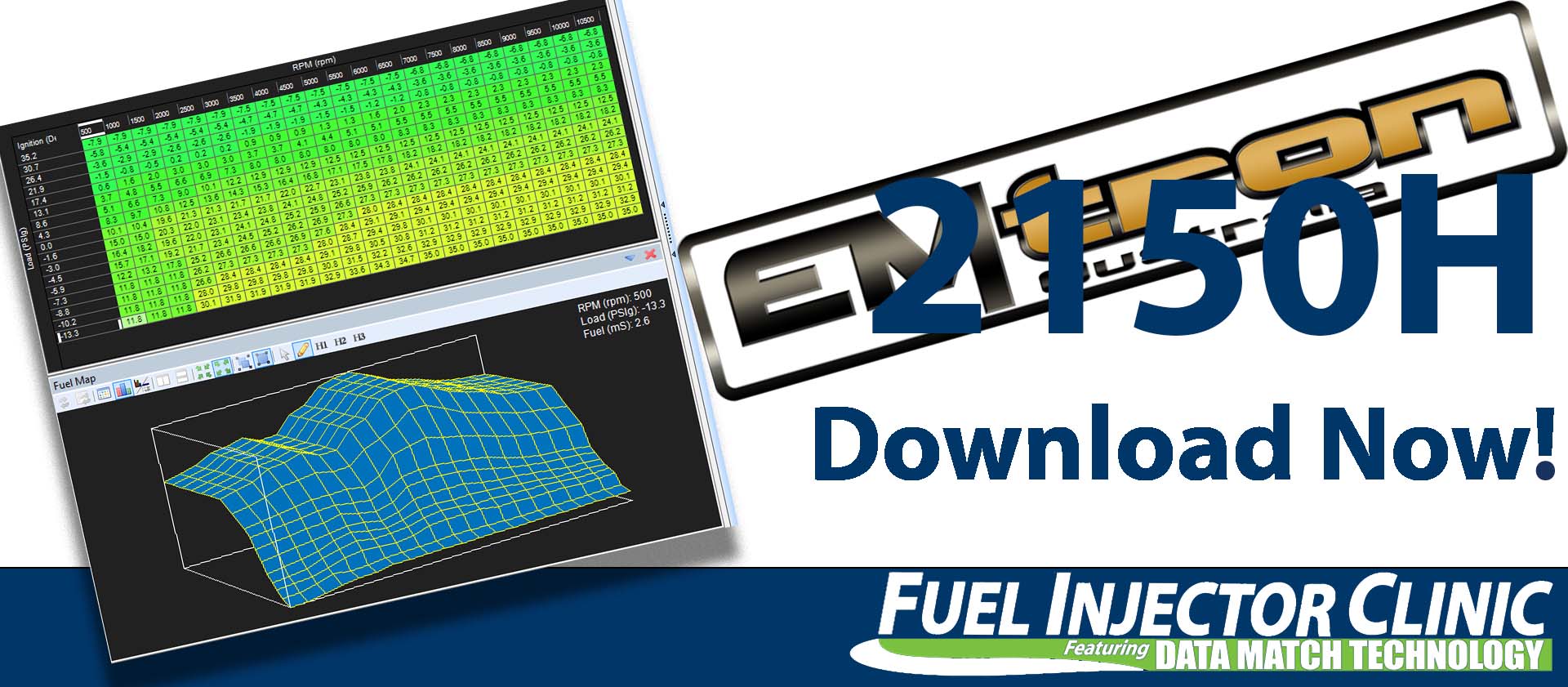 Emtron Data for our 2150cc/min Injector