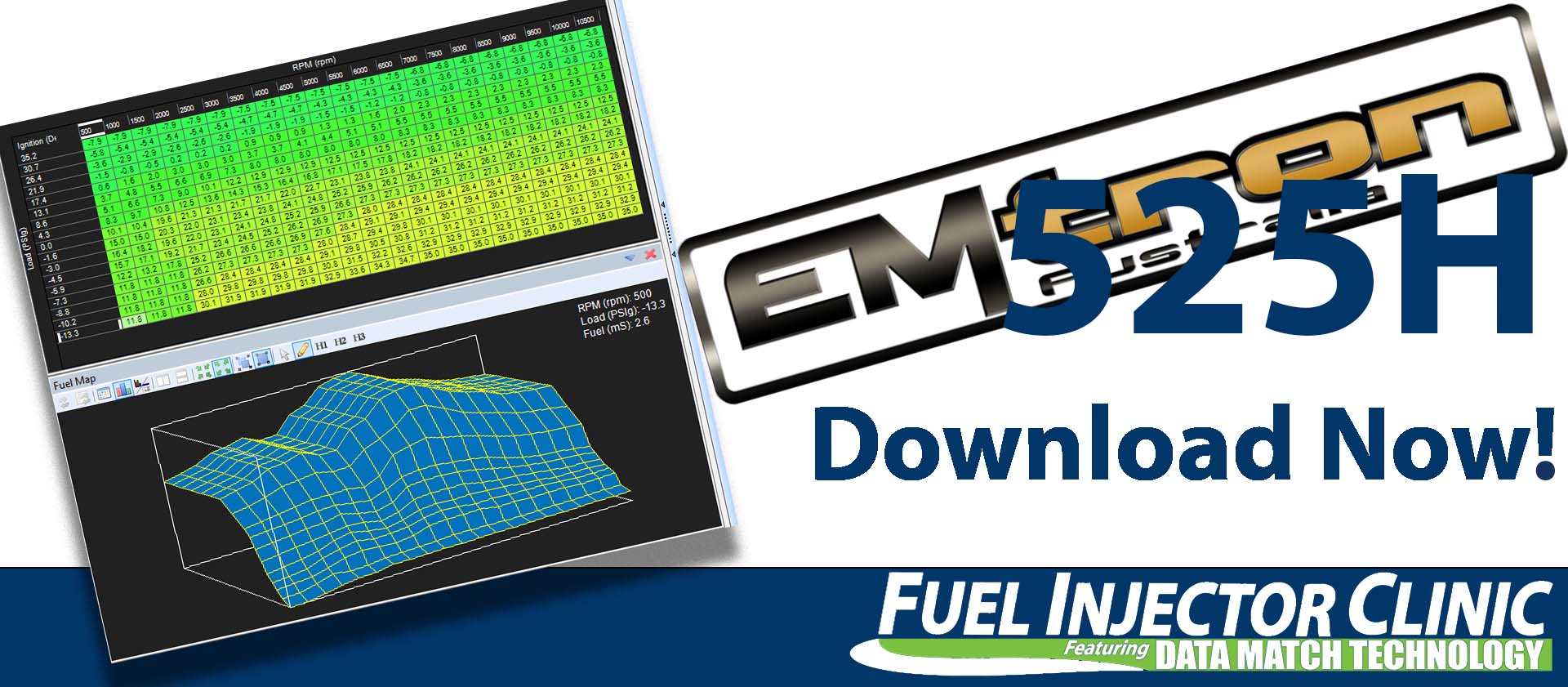 Emtron Data for our 525cc/min Injector