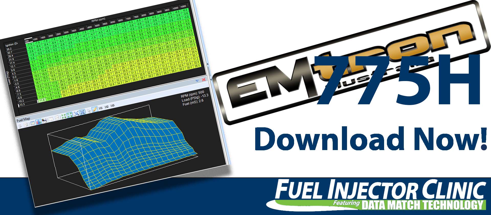 Emtron Data for our 775cc/min Injector